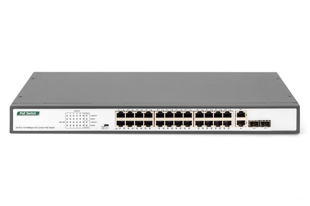 EU Product - Switch 24-Port 10/100  370W PoE Unmanaged schwarz thumbnail