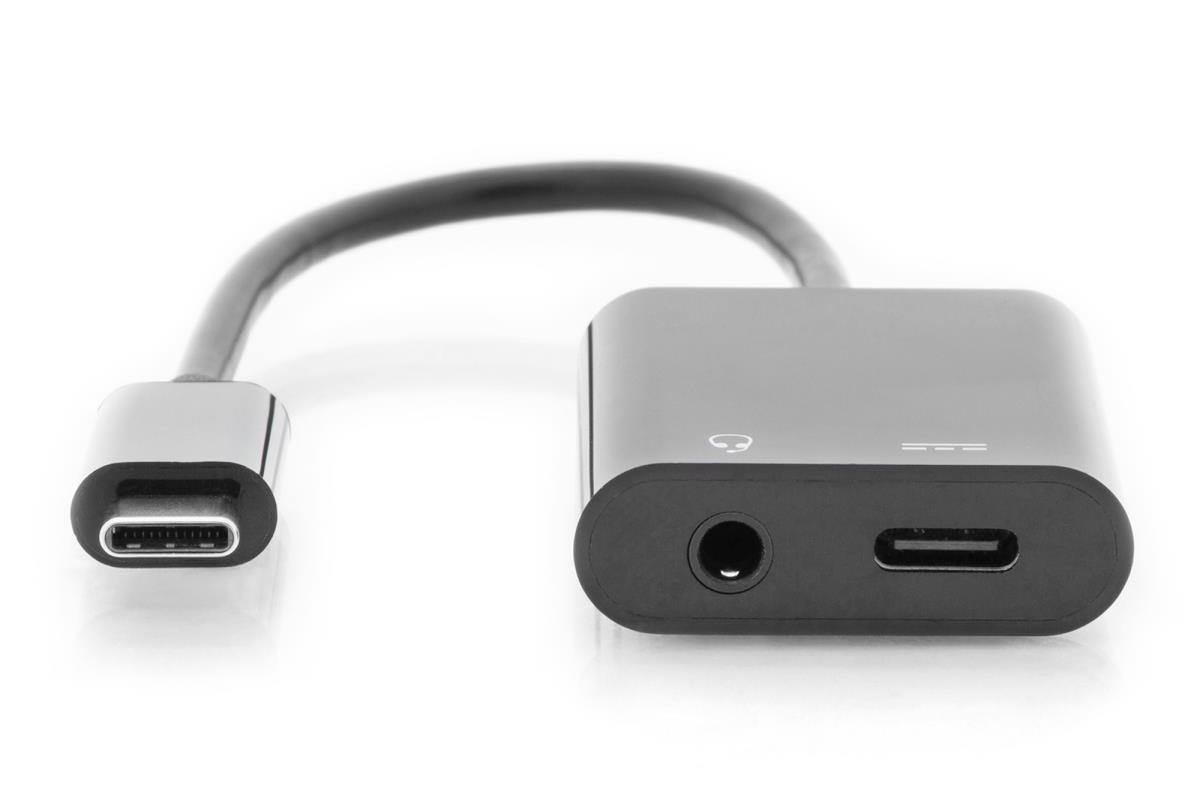 EU Product - USB 3.1 Verteilerkabel Typ C-Klinke St/Bu/Bu 0.2m sw thumbnail