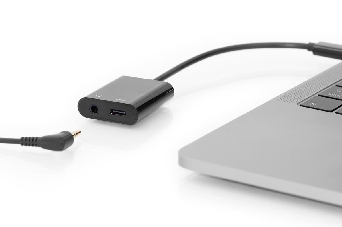 EU Product - USB 3.1 Verteilerkabel Typ C-Klinke St/Bu/Bu 0.2m sw thumbnail