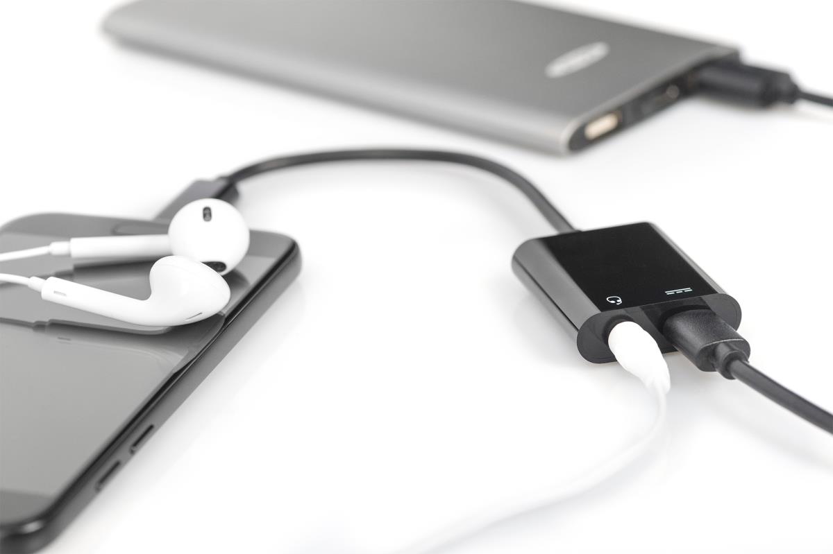 EU Product - USB 3.1 Verteilerkabel Typ C-Klinke St/Bu/Bu 0.2m sw thumbnail