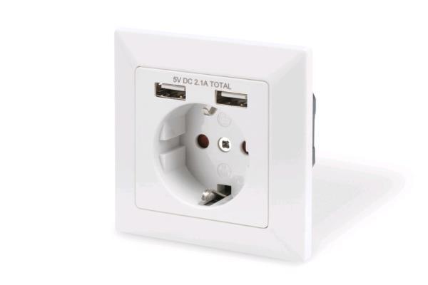 EU Product - Safety socket for flush mounting with 2 USB ports thumbnail