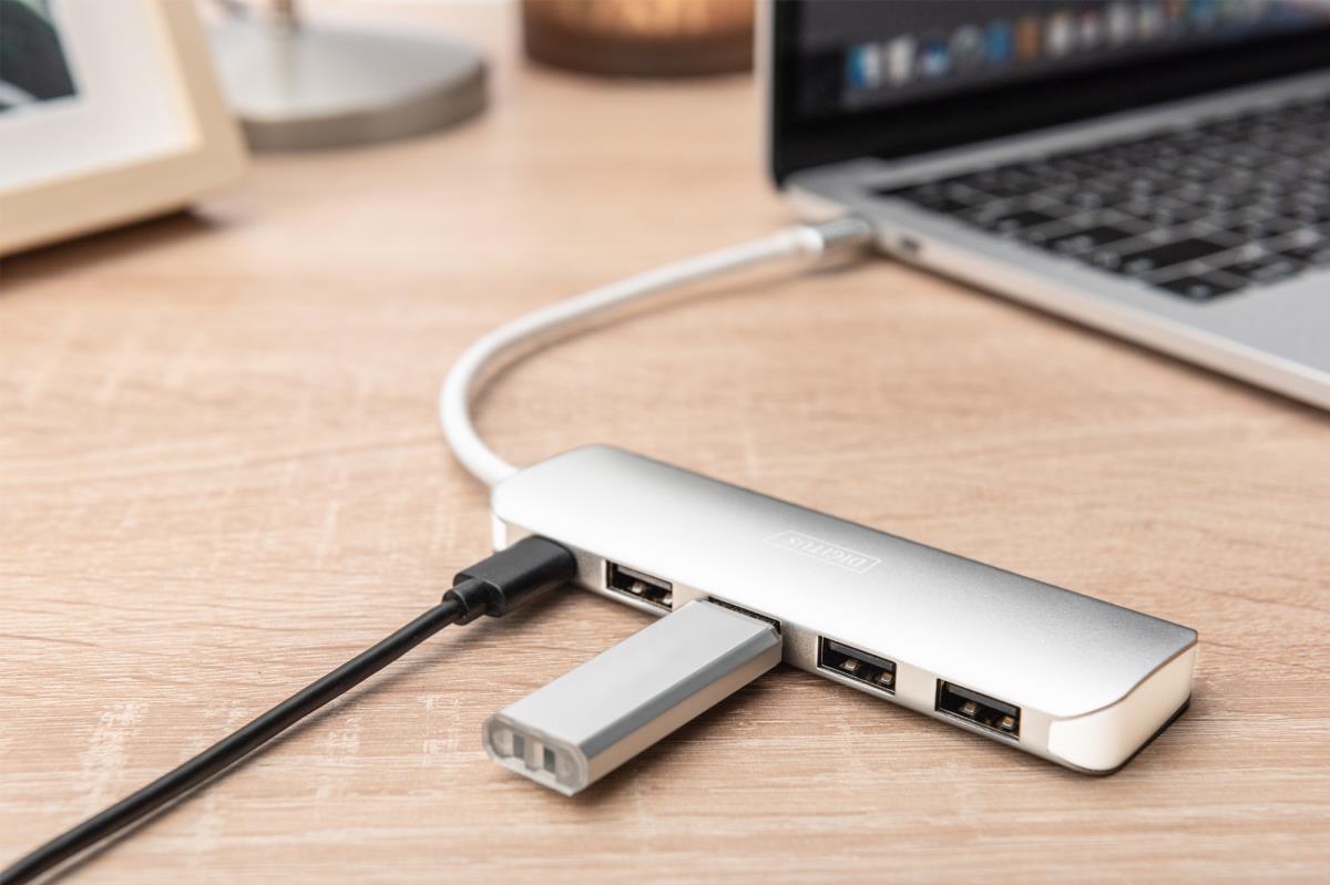 EU Product - USB-C-Hub  4-Port 3.0->4xA3.0 1xC-PD intgr.Kabel wei thumbnail