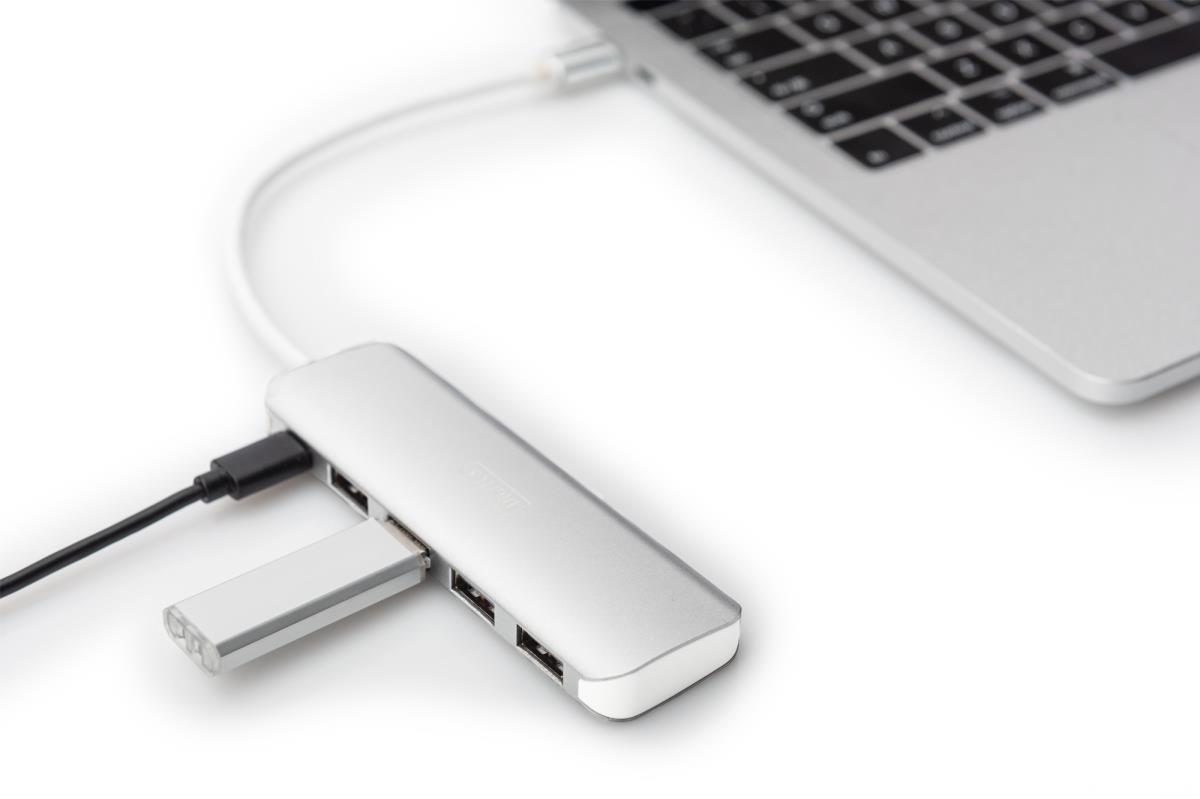 EU Product - USB-C-Hub  4-Port 3.0->4xA3.0 1xC-PD intgr.Kabel wei thumbnail