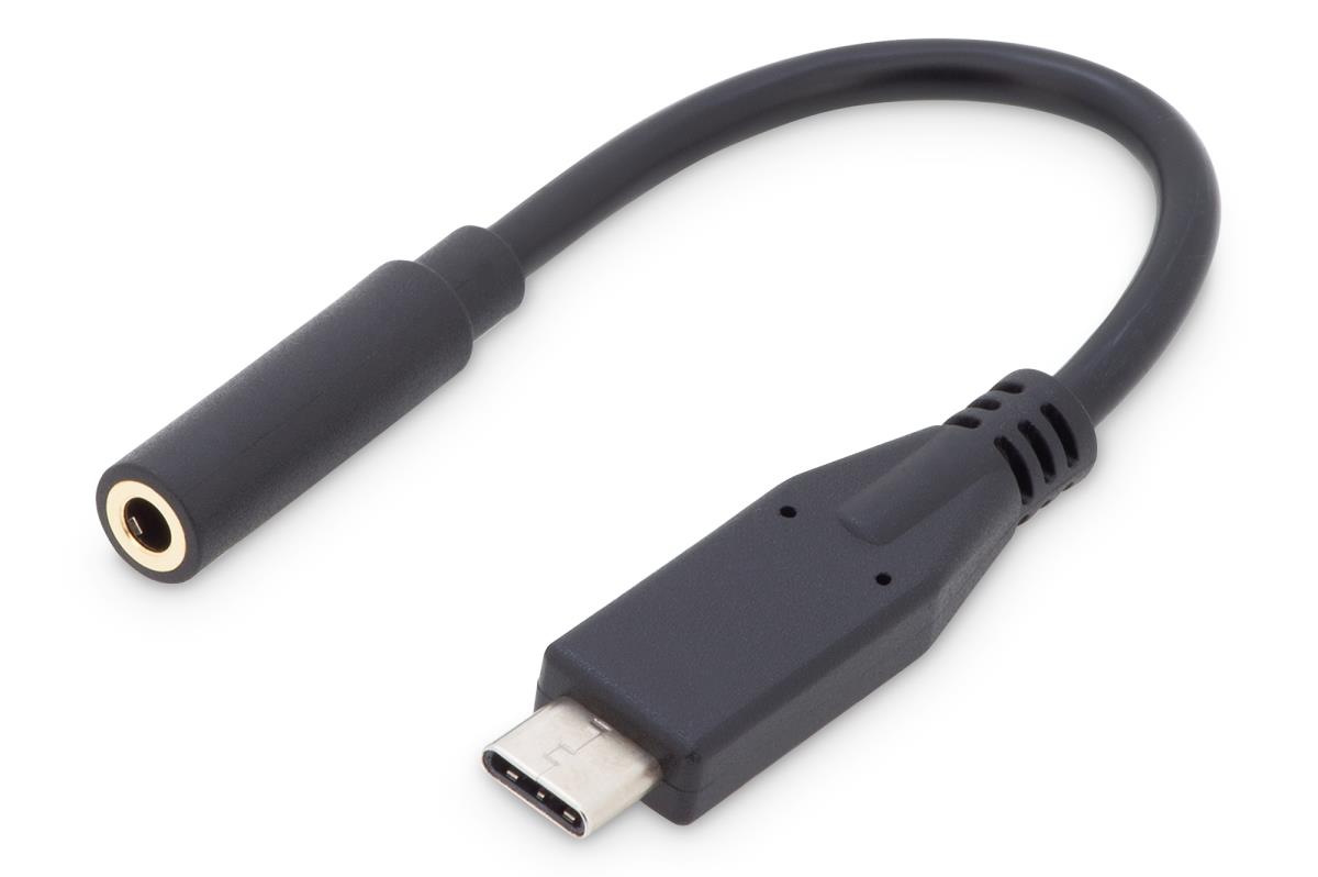 EU Product - USB C Audio Adapterkabel Typ C -Klinke St/Bu 0,2m,sw thumbnail