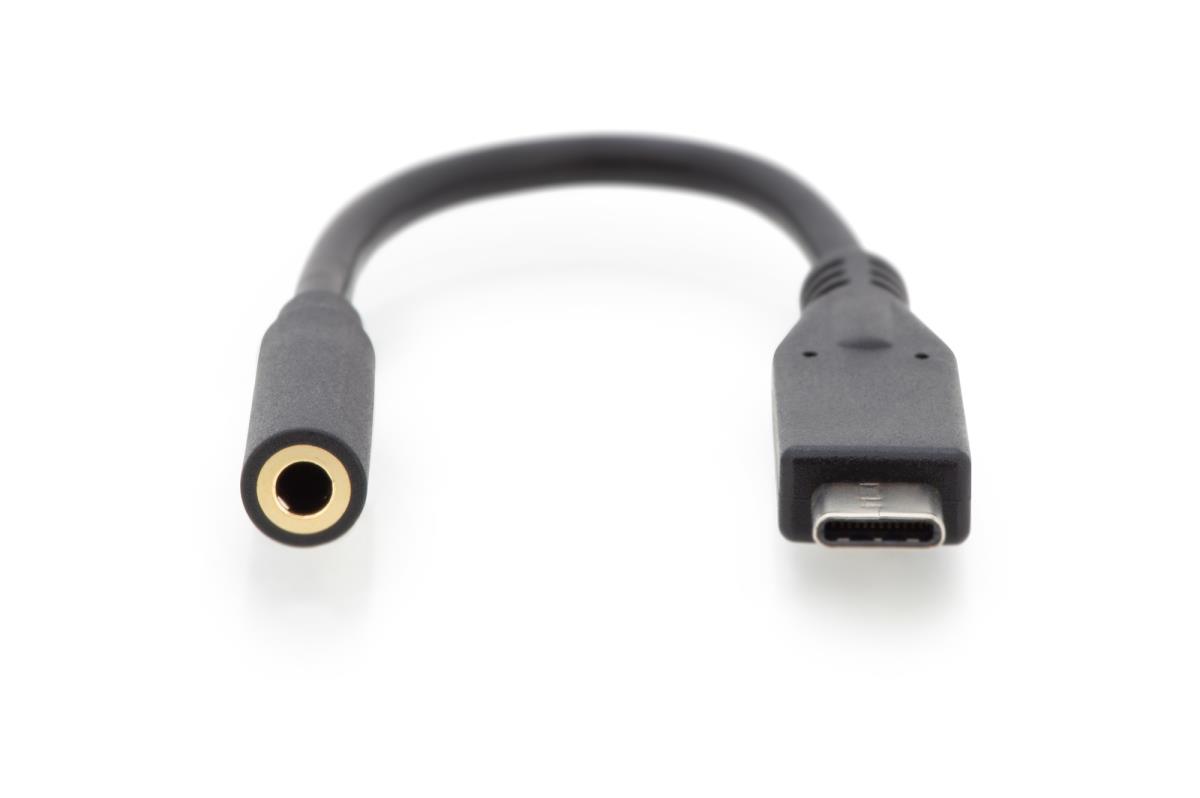 EU Product - USB C Audio Adapterkabel Typ C -Klinke St/Bu 0,2m,sw thumbnail