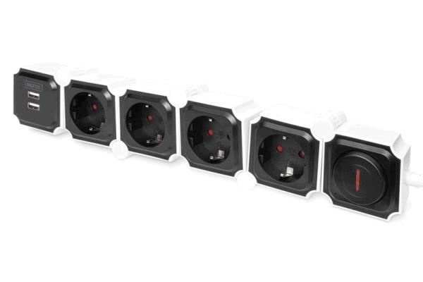 EU Product - Steckdosenleiste 4x + 2USB, Schalter, Flexibel 1,6m thumbnail