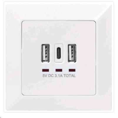 EU Product - Unterputz Ladedose USB 2x USB A 1x USB Type-C, weiss thumbnail