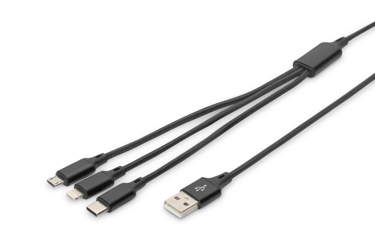 EU Product - LAK 3in1 USBA+Lightning+MicroUSB->USBC 1m schwarz thumbnail