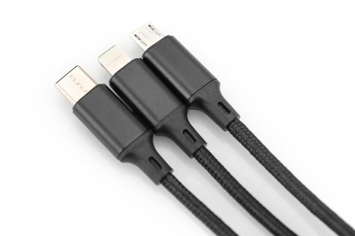 EU Product - LAK 3in1 USBA+Lightning+MicroUSB->USBC 1m schwarz thumbnail