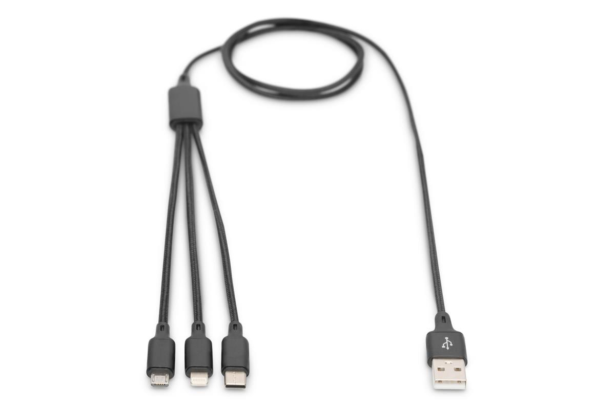 EU Product - LAK 3in1 USBA+Lightning+MicroUSB->USBC 1m schwarz thumbnail