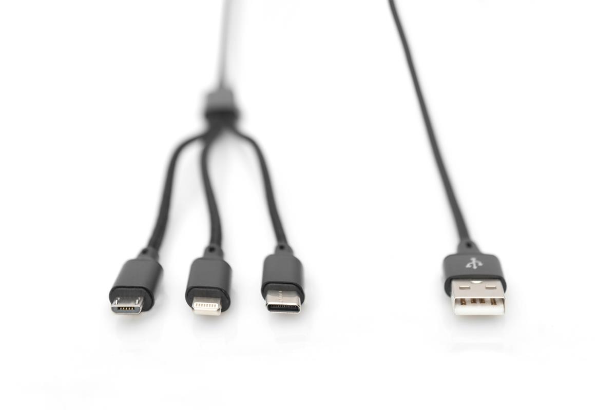 EU Product - LAK 3in1 USBA+Lightning+MicroUSB->USBC 1m schwarz thumbnail