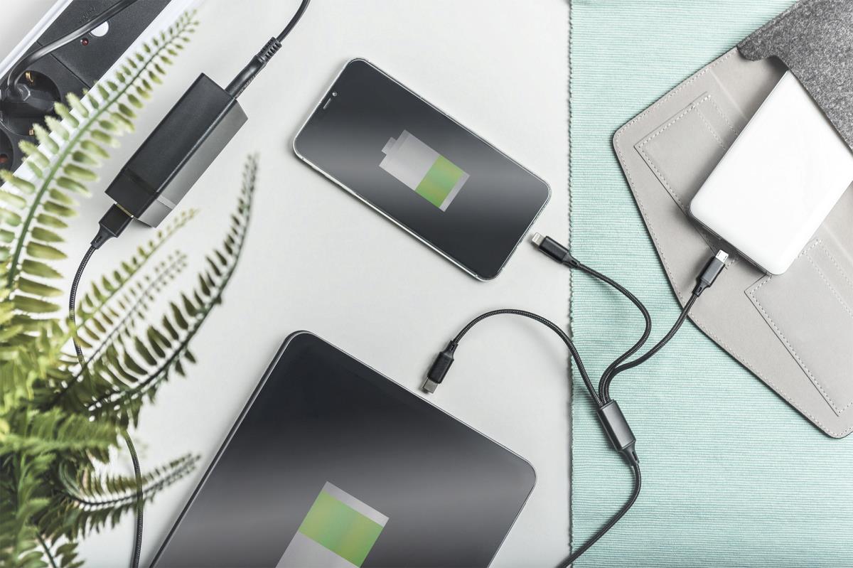 EU Product - LAK 3in1 USBA+Lightning+MicroUSB->USBC 1m schwarz thumbnail