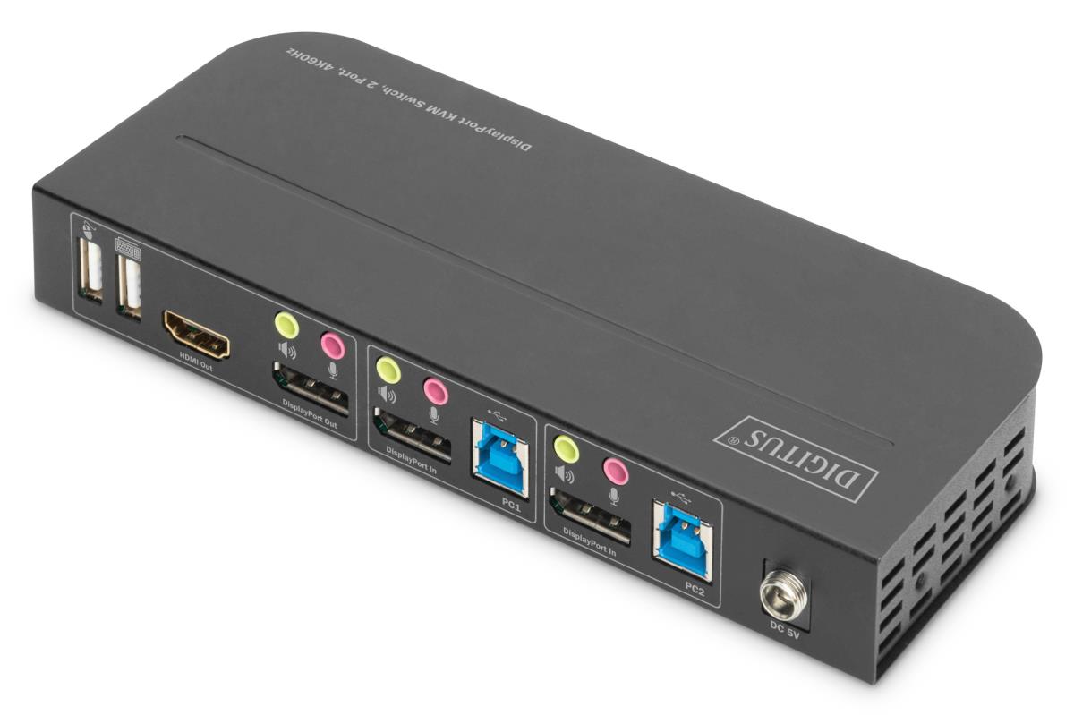 EU Product - KVM Switch, 2-Port, 4K60Hz, 2xDP in, 1xDP/HDMI out thumbnail
