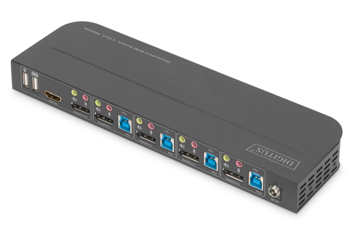 EU Product - KVM Switch 4-Port, 4K60Hz, 4x DP in, 1x DP/HDMI out thumbnail