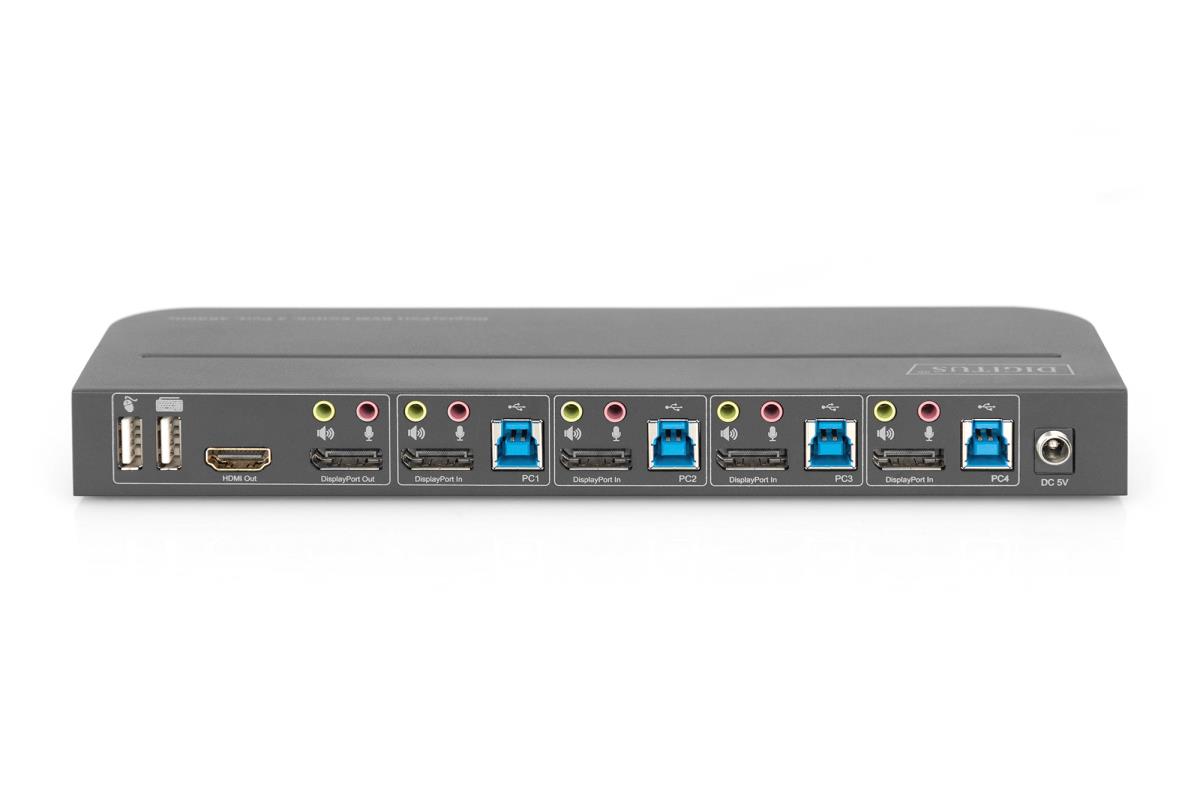 EU Product - KVM Switch 4-Port, 4K60Hz, 4x DP in, 1x DP/HDMI out thumbnail