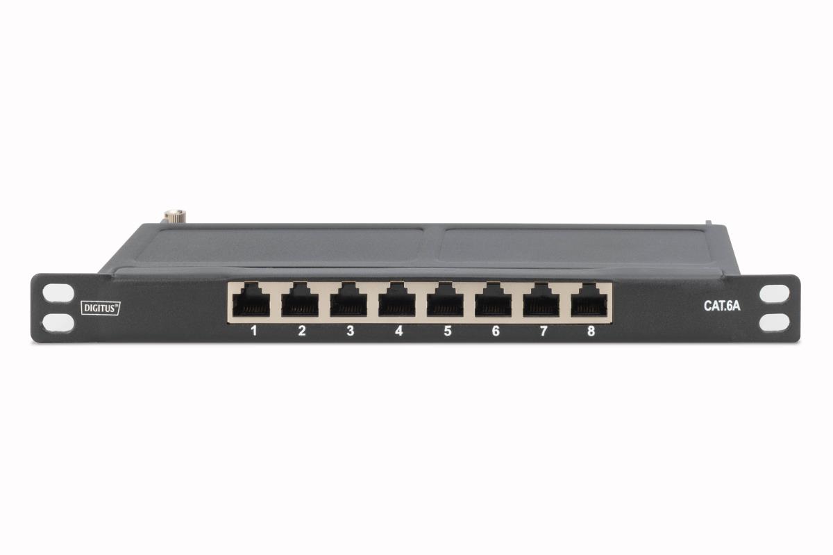 EU Product - CAT 6A Slim Patch Panel, shielded, 8-port, 0.5 U, 10