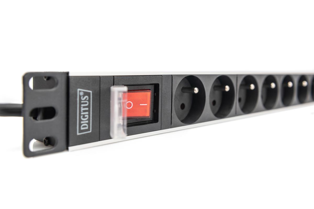 EU Product - Socket strip with aluminum profile and switch, 8-way CEE 7/5, 2 m supply cable with earthing contact plug thumbnail