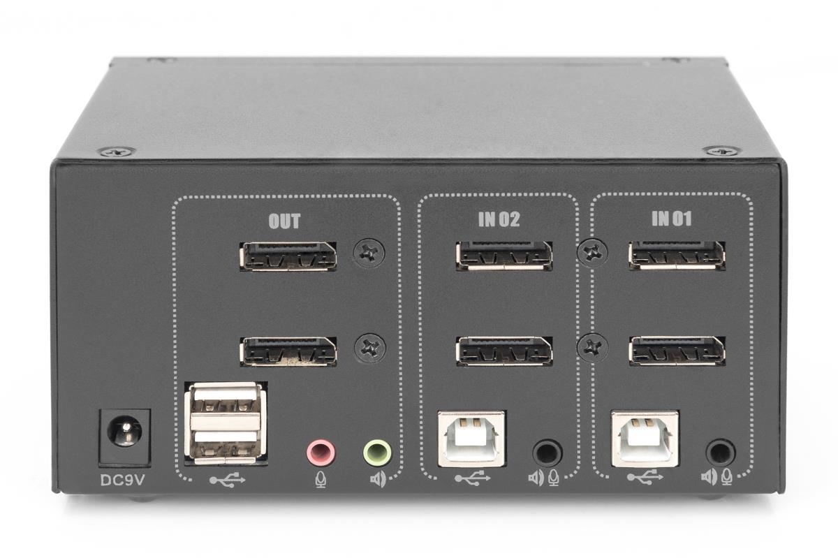 EU Product - KVM Switch, 2-Port, 4K60Hz, 4xDP in,2xUSB-B,2xAudio thumbnail