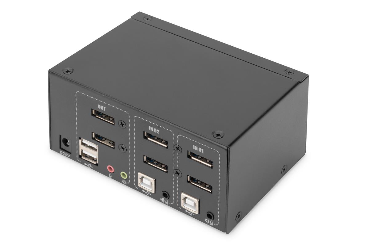 EU Product - KVM Switch, 2-Port, 4K60Hz, 4xDP in,2xUSB-B,2xAudio thumbnail