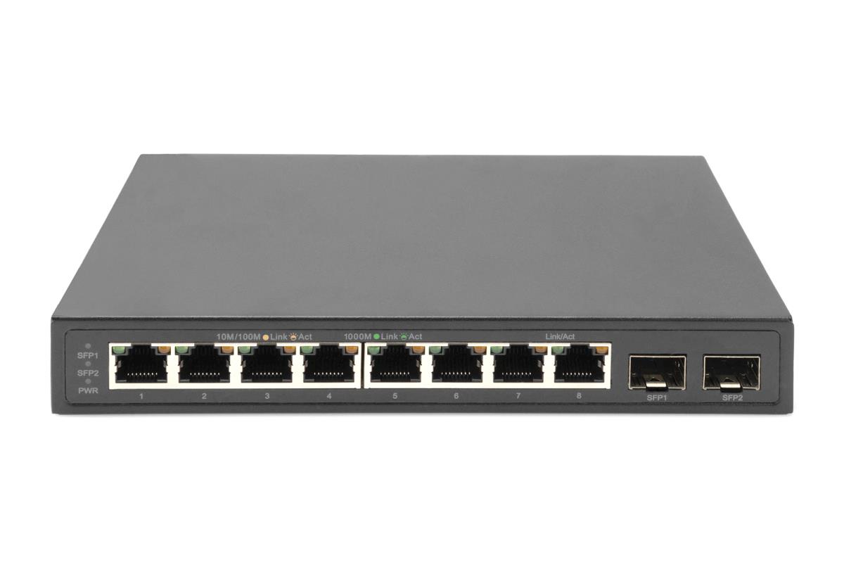 EU Product - Switch 8-Port Gigabit + 2xSFP unmanaged schwarz thumbnail