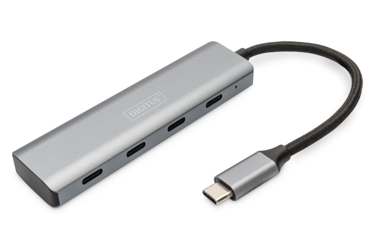 EU Product - USB-C-Hub  4-Port 3.1->4xC3.1 integr. Kabel   silber thumbnail