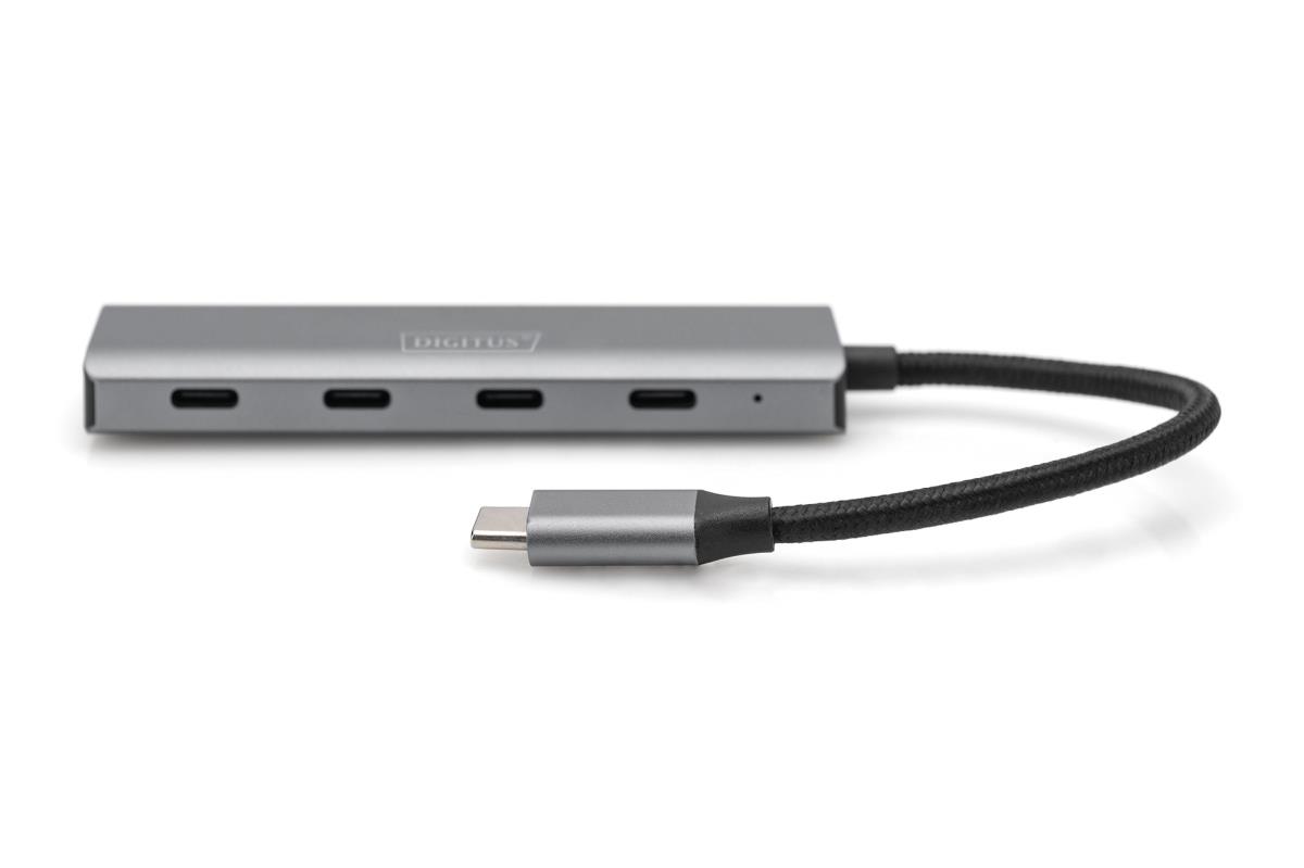 EU Product - USB-C-Hub  4-Port 3.1->4xC3.1 integr. Kabel   silber thumbnail