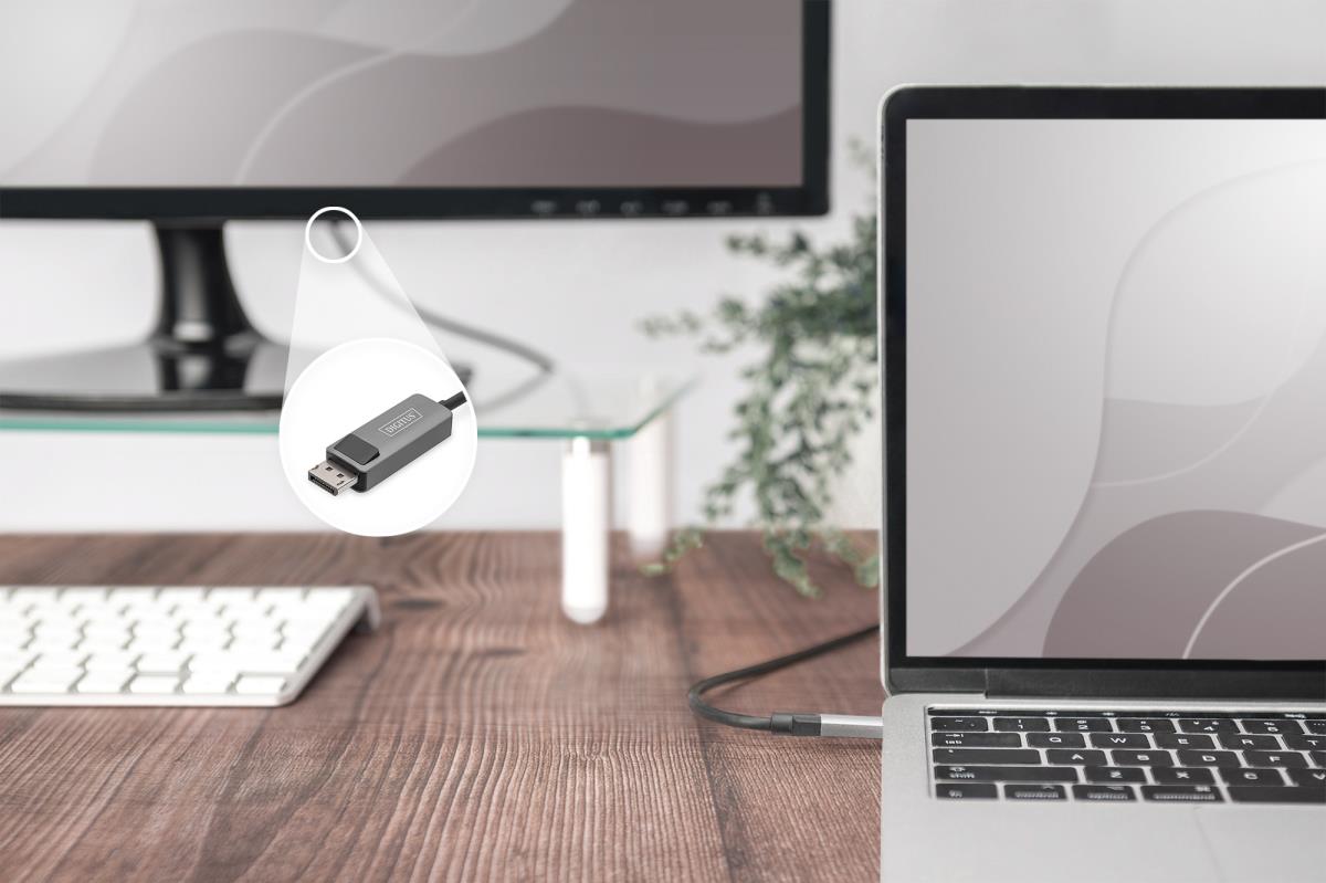 EU Product - USB 3.2 Anschlusskabel Typ C --> DP St./St. 1m schw. thumbnail