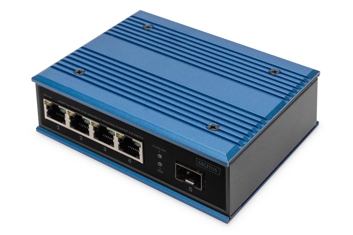 EU Product - Switch Ind. 4-Port  10/100  30W PoE Unmanaged blau thumbnail