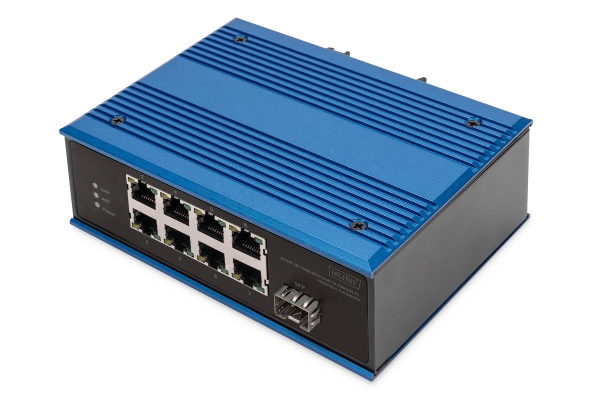 EU Product - Switch Ind. 8-Port  10/100      PoE Unmanaged blau thumbnail