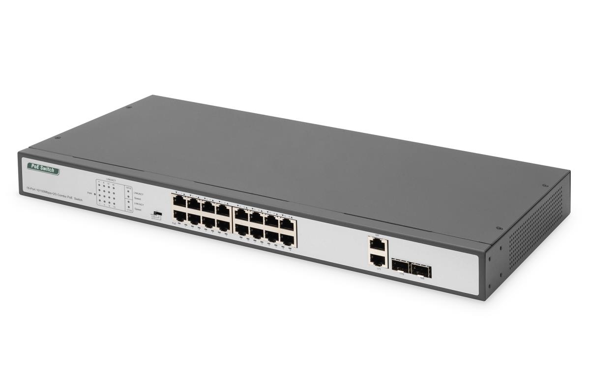 EU Product - Switch 16-Port 10/100  250W PoE Unmanaged schwarz thumbnail