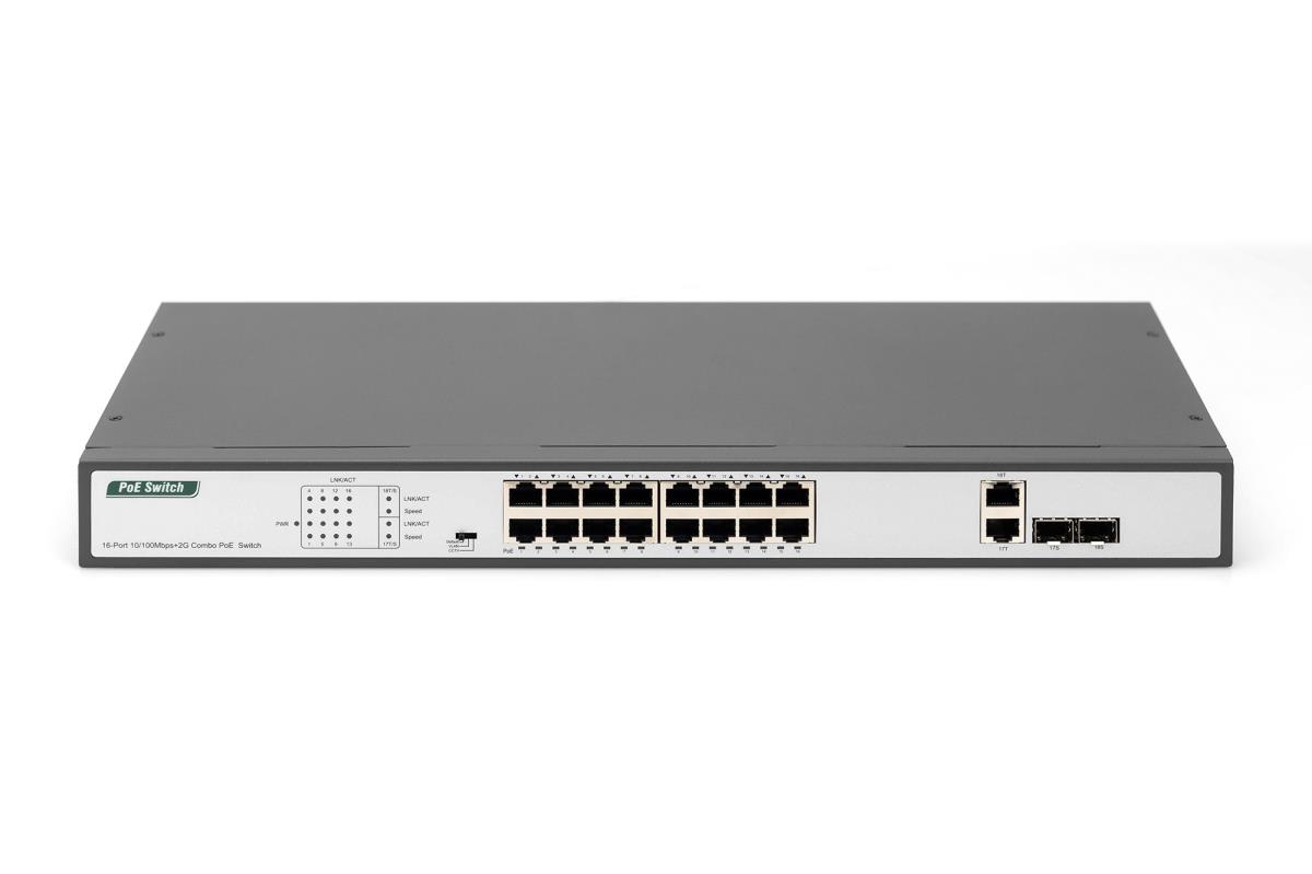 EU Product - Switch 16-Port 10/100  250W PoE Unmanaged schwarz thumbnail