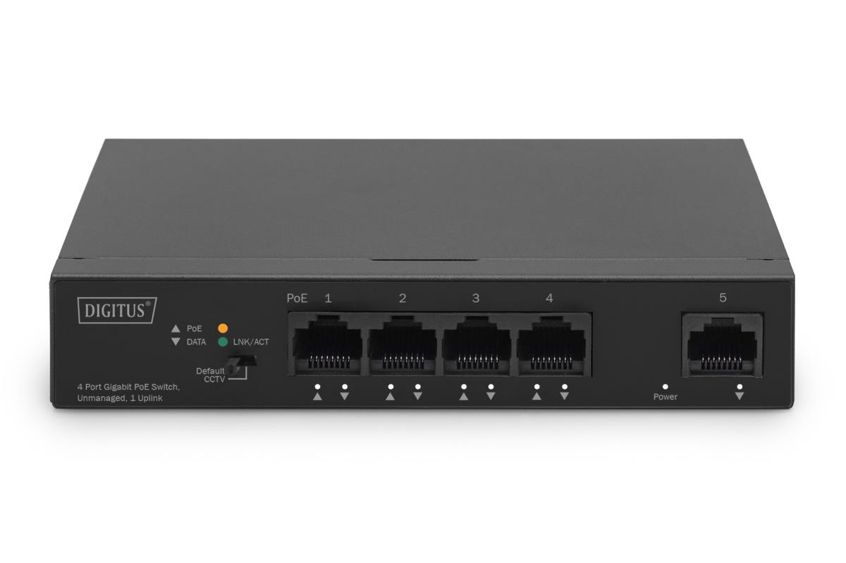 EU Product - Switch 4-Port  Gigabit 60W  PoE Unmanaged schwarz thumbnail