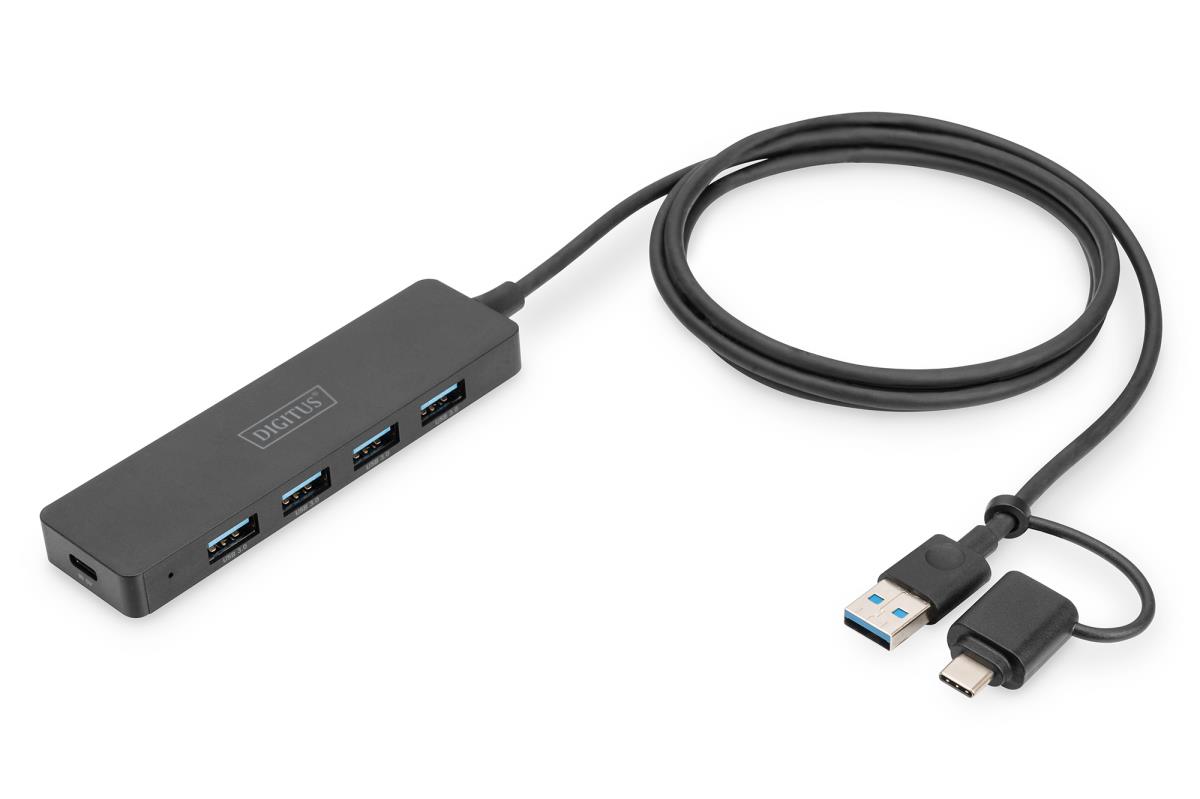 EU Product - USB 3.0 Hub 4-Port Slim, USB-C Adapter 1,2m Kabel thumbnail
