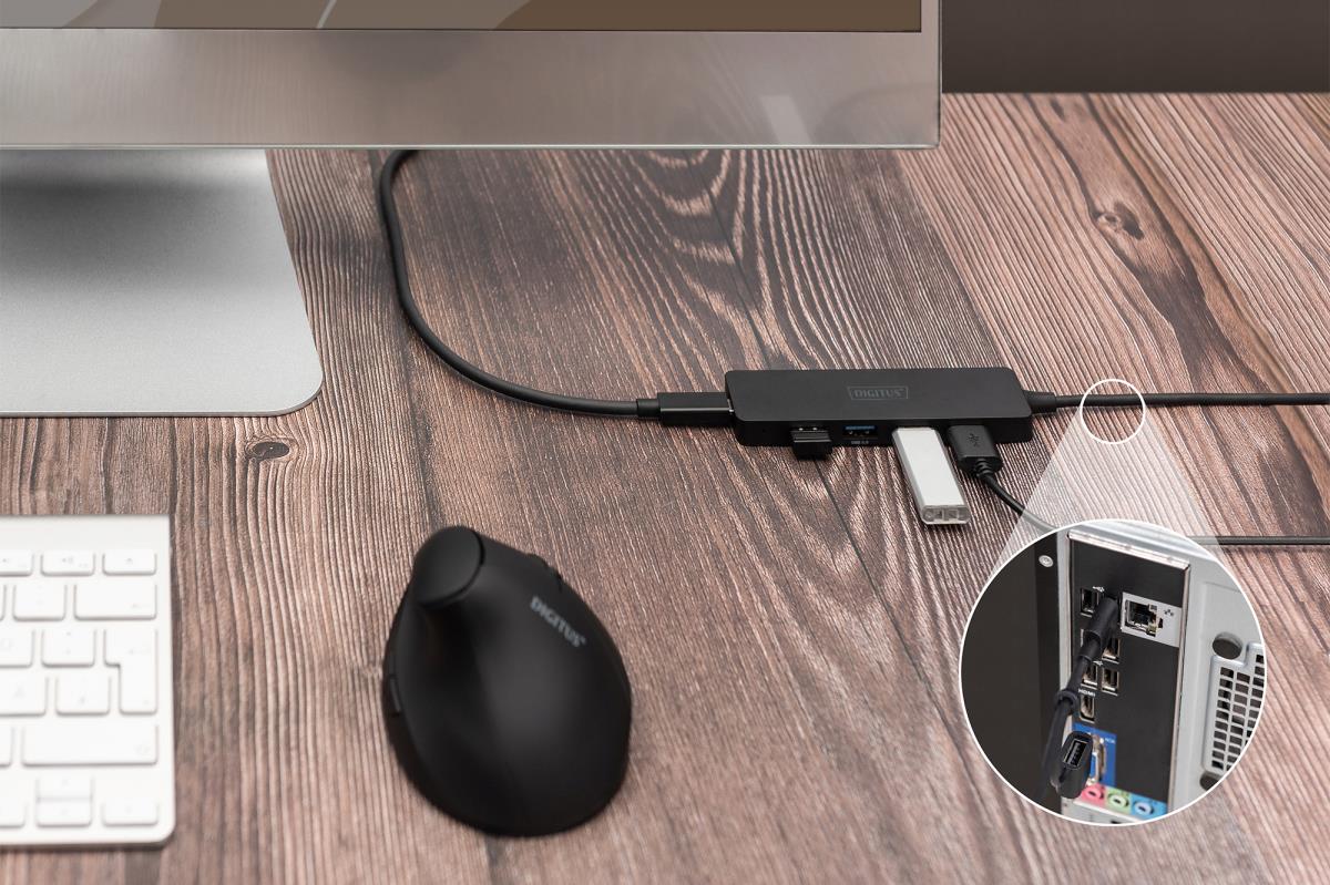 EU Product - USB 3.0 Hub 4-Port Slim, USB-C Adapter 1,2m Kabel thumbnail