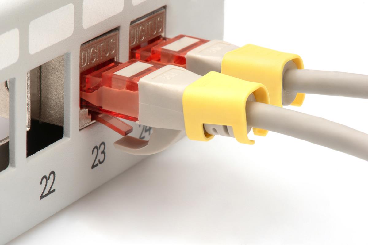 EU Product - Farbclips f�r Patchkabel RJ45 100 St�ck gelb thumbnail