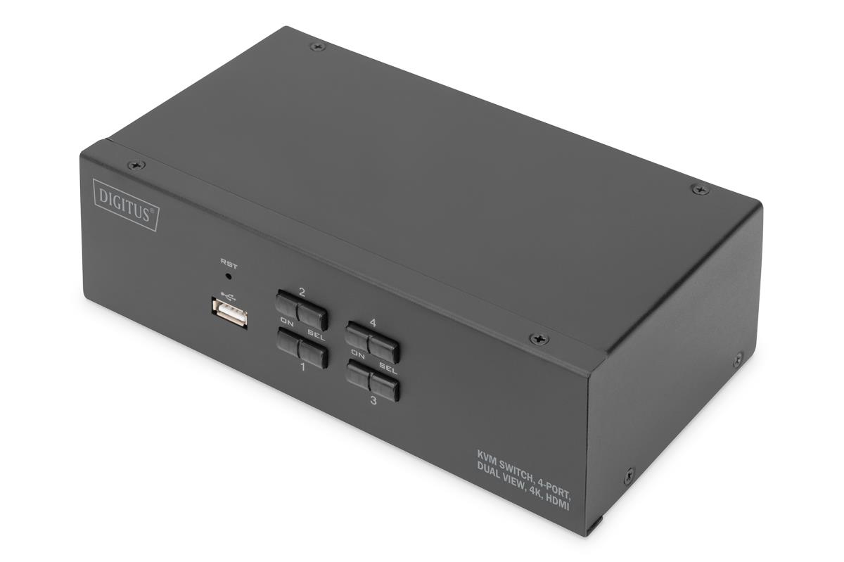 EU Product - KVM Switch 4-Port 4K30Hz 2xHDMI 2xUSBA 2x3,5mKlinke thumbnail