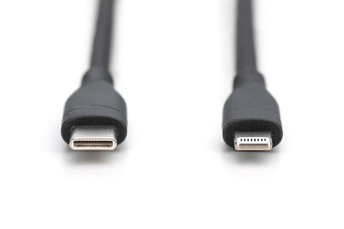 EU Product - USB 2.0 Kabel Typ C-Lightning Silikon 1m MFI schwarz thumbnail