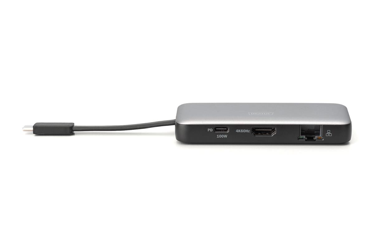 EU Product - Docking USB-C->HDMI,USB3.2,RJ45,SD,MicroSD,PD silber thumbnail