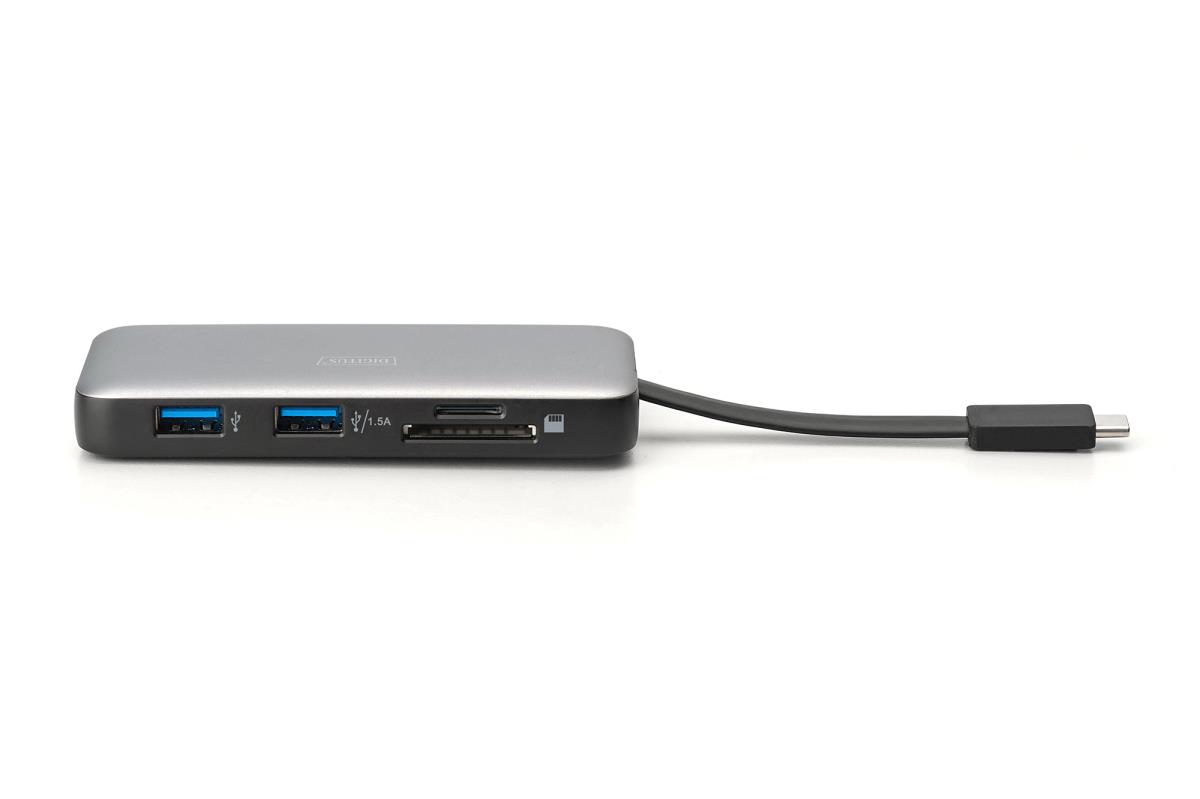 EU Product - Docking USB-C->HDMI,USB3.2,RJ45,SD,MicroSD,PD silber thumbnail