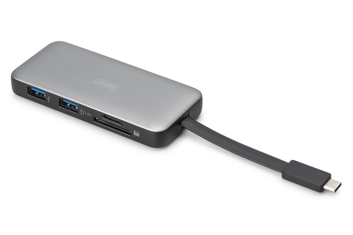 EU Product - Docking USB-C->HDMI,USB3.2,RJ45,SD,MicroSD,PD silber thumbnail