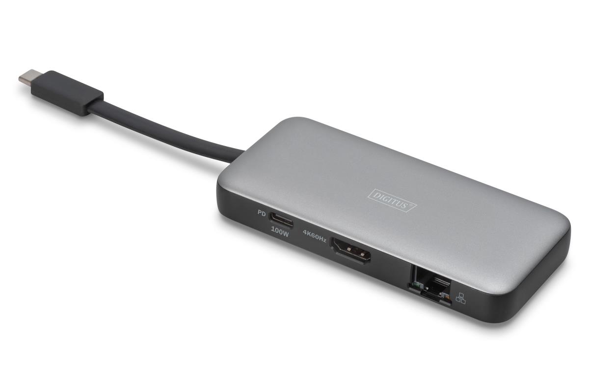 EU Product - Docking USB-C->HDMI,USB3.2,RJ45,SD,MicroSD,PD silber thumbnail