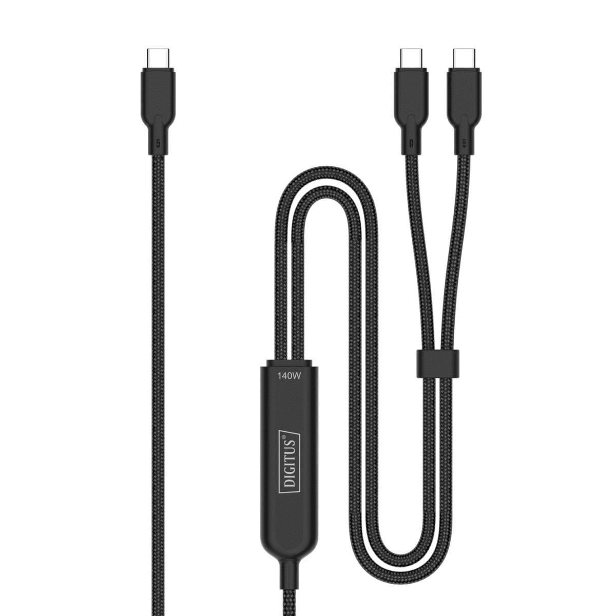 EU Product - 2-in-1 Ladekabel USB-C 140W, 1,8m schwarz thumbnail