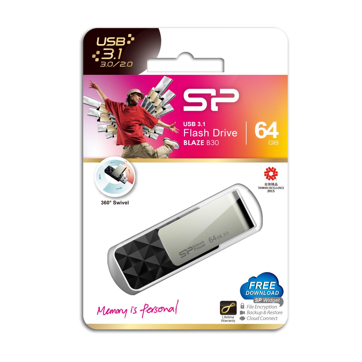 EU Product - USB-Stick 64GB USB3.0 B30 Black thumbnail