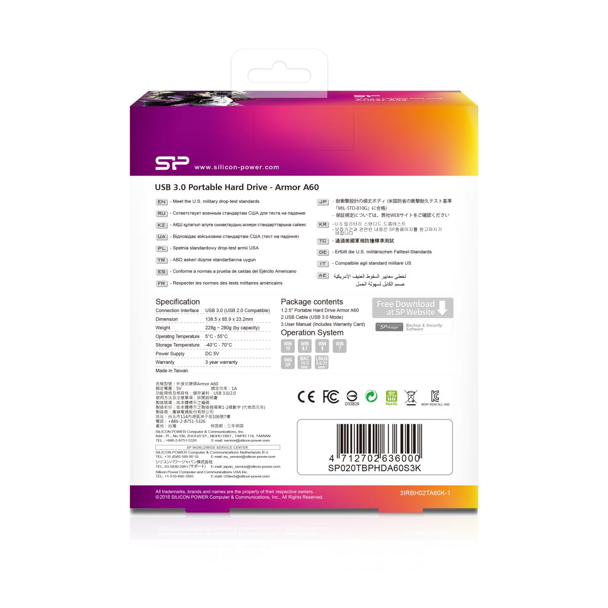 EU Product - Festplatte 6.3cm 2TB USB3.0 A60Anti-shock/wate thumbnail