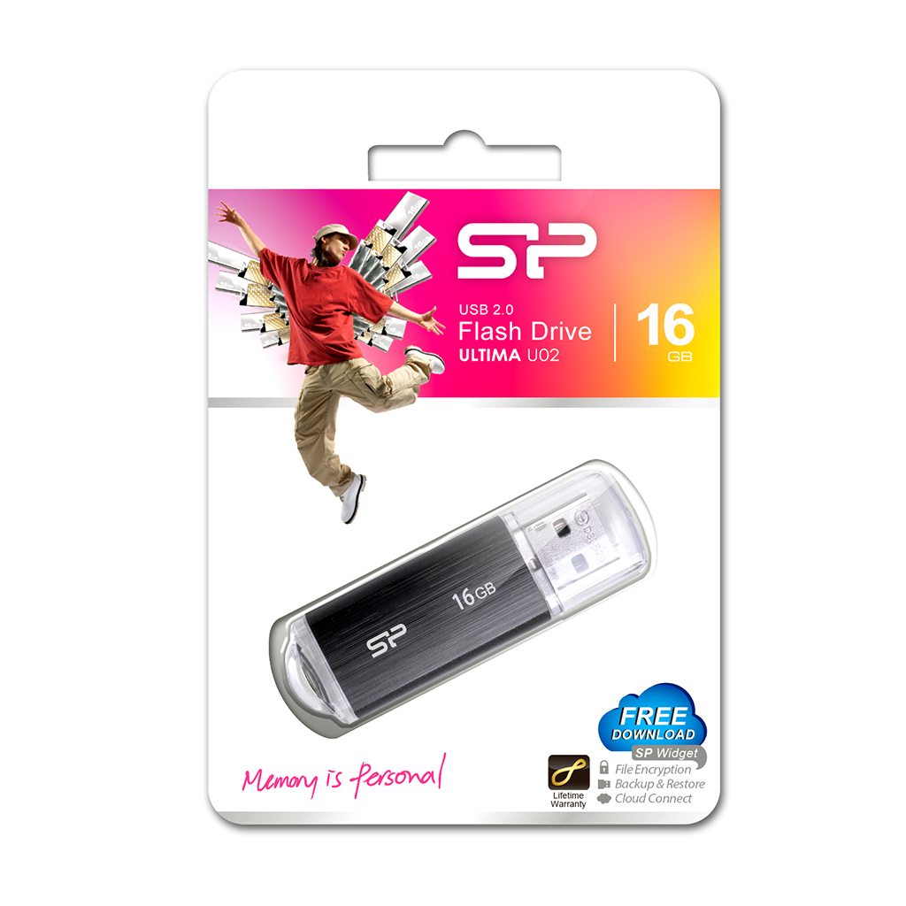EU Product - USB-Stick 16GB USB2.0 U02 Plastic Black thumbnail