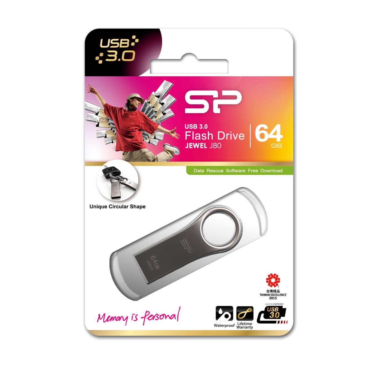 EU Product - USB-Stick 64GB USB3.0 J80 Silver/Zinc BULK ! thumbnail