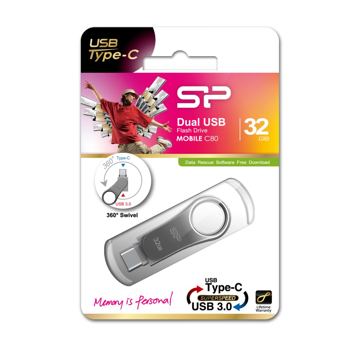 EU Product - USB-Stick 32GB USB3.0 C80 Silver Type C-Ready thumbnail