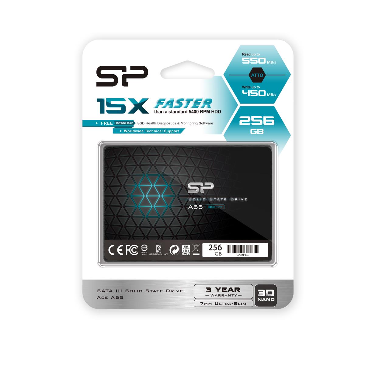 EU Product - SSD 256GB 6.3cm SATAIII A55 3D Nand TLC thumbnail
