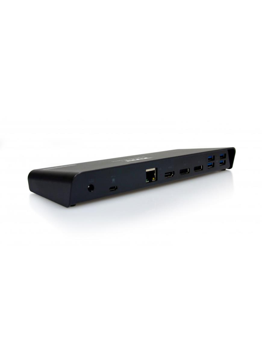 Port ALL-IN-ONE Dock offering USB 3.0 or USB Type-C connection- support for 3 displays up to 4K (5K Ultra HD -4096 x 2160@60Hz with 2 Display ports connected simultaneously). PC and Mac compatible the doc includes 2 x DisplayPort and 1 x HDMI display conn thumbnail