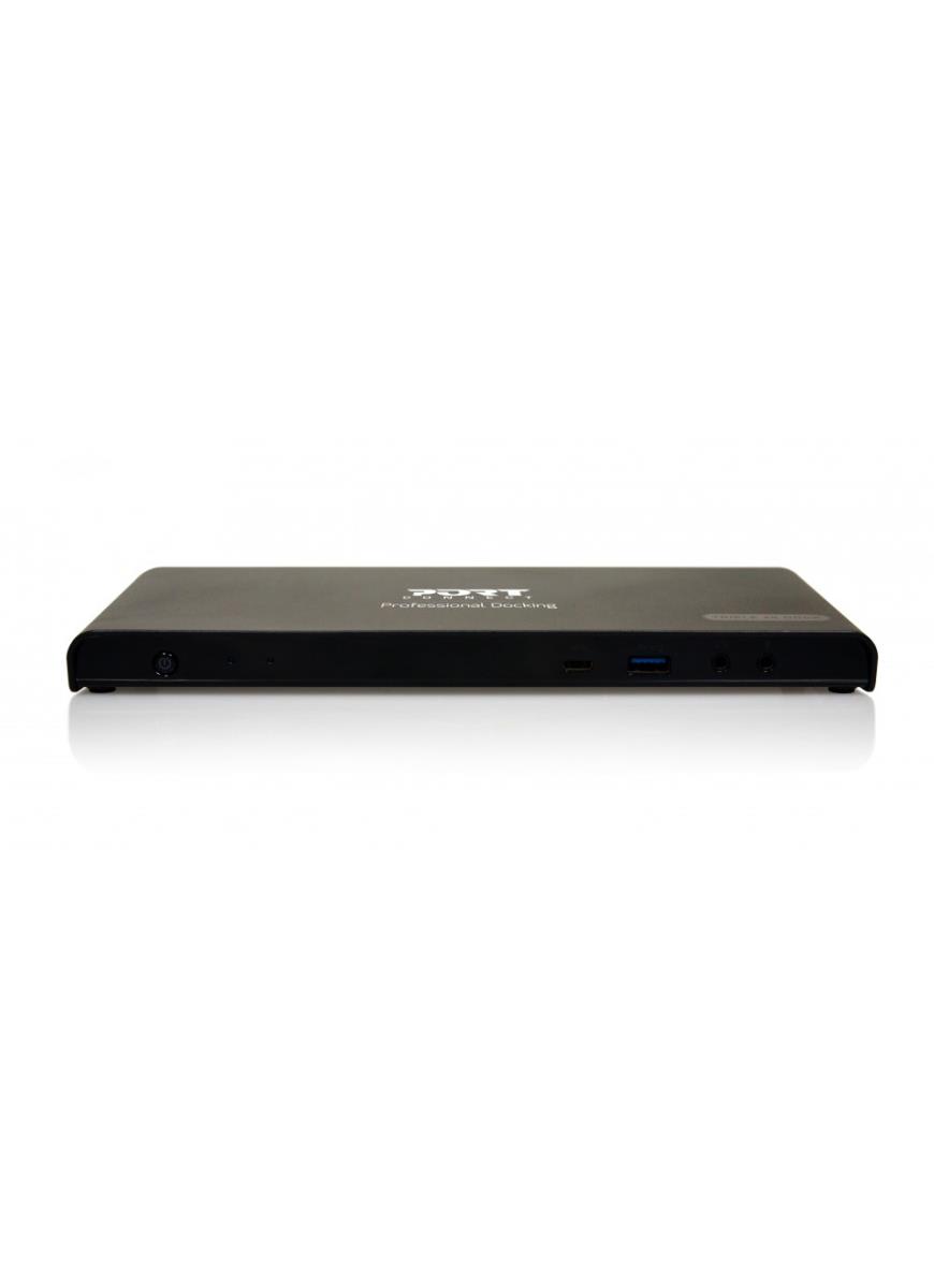Port ALL-IN-ONE Dock offering USB 3.0 or USB Type-C connection- support for 3 displays up to 4K (5K Ultra HD -4096 x 2160@60Hz with 2 Display ports connected simultaneously). PC and Mac compatible the doc includes 2 x DisplayPort and 1 x HDMI display conn thumbnail